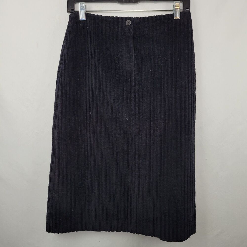 Pamela Black Ribbed Lined Pencil Skirt Women's Size 42 or 14 VTG Made in Italy